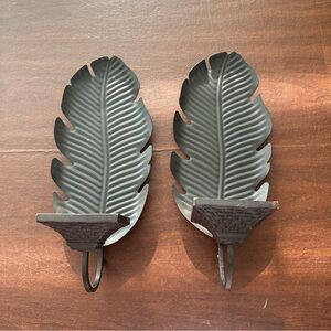 Party Lite-Island Escape Banana Leaf Wall Sconce Candle Holders; (Retired Item)